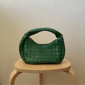 Anthro Green Woven Leather Bag